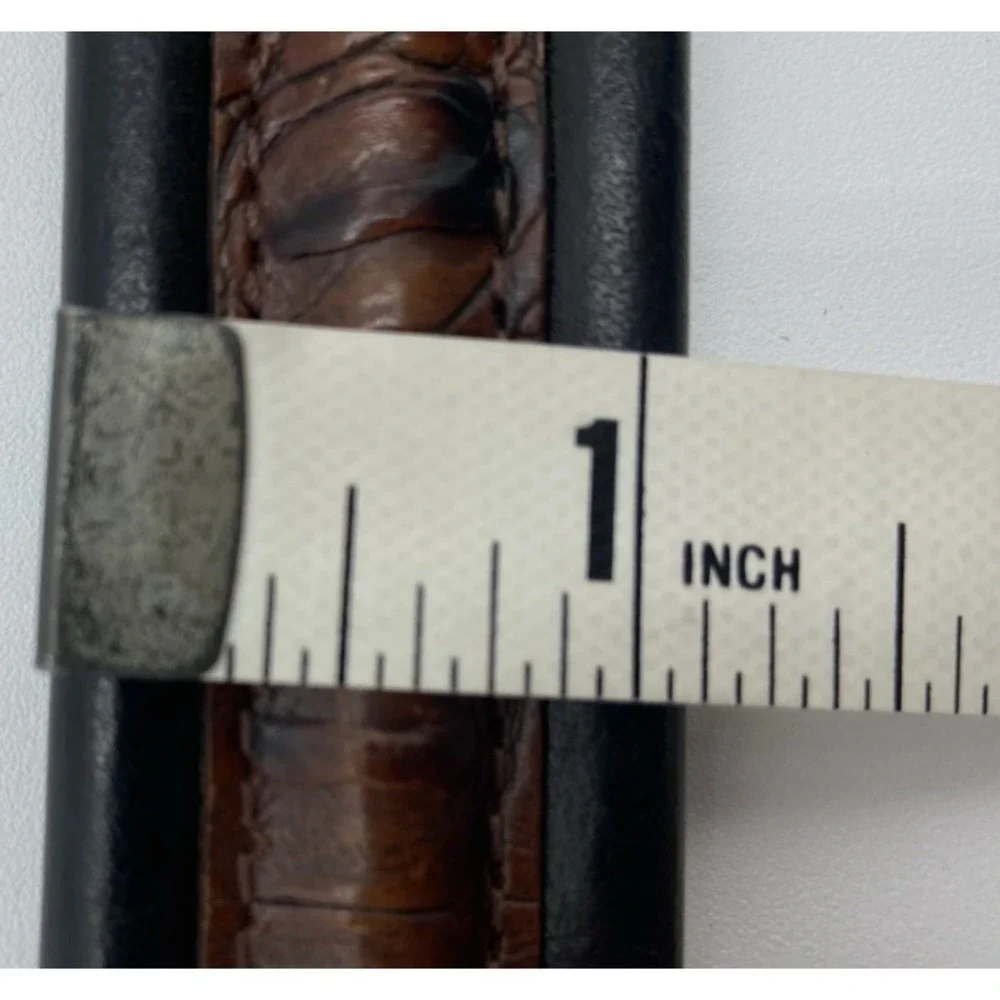 Brighton Leather Belt Black Brown Edge Crocodile Embossed Insert 38 1-1/8
